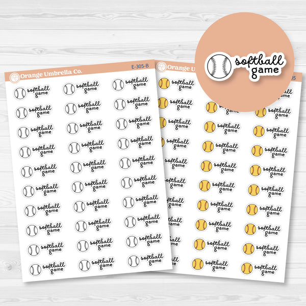 Softball Game Event Label Planner Stickers | F16 | E-305