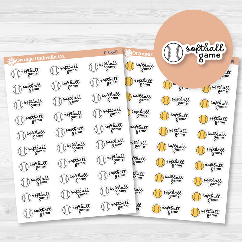 Softball Game Event Label Planner Stickers | F16 | E-305