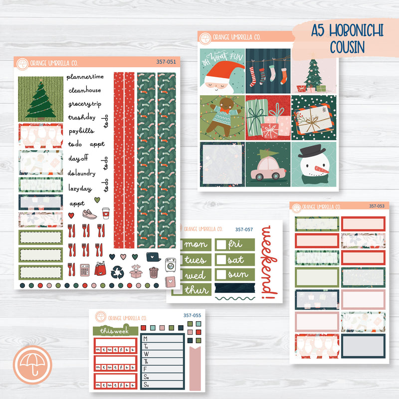 Traditional Christmas Kit | Hobonichi Cousin Planner Kit Stickers | Traditions | 357-051