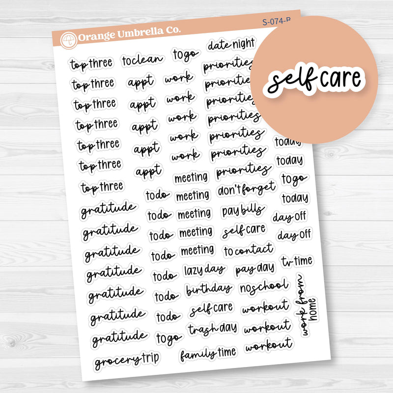 Plum Daily Header Scripts Planner Stickers | F17 | S-074-B