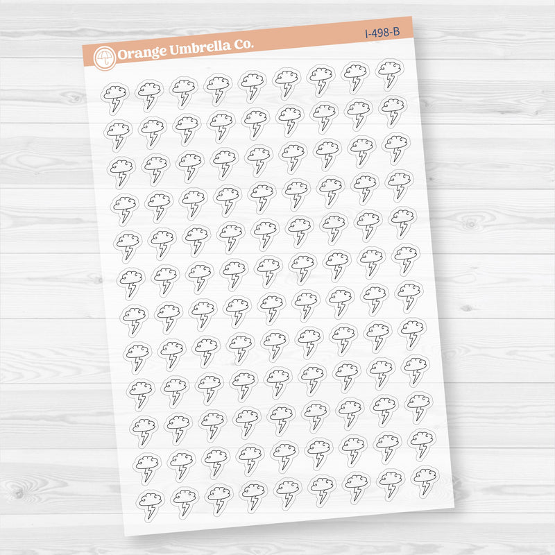 Hand Doodled Weather Icons Planner Stickers | Clear Matte | I-495-504-BCM