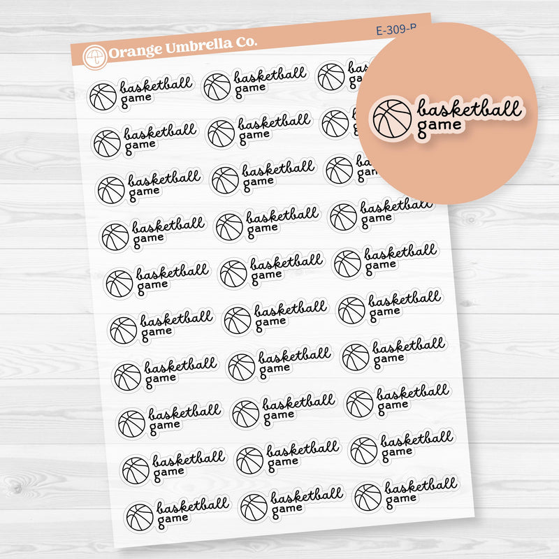 Basketball Game Event Planner Stickers | F16 | Clear Matte | E-309-BCM