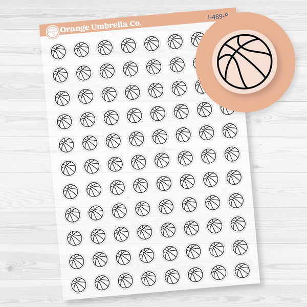 Hand Doodled Basketball Icon Planner Stickers | Clear Matte | I-489-BCM