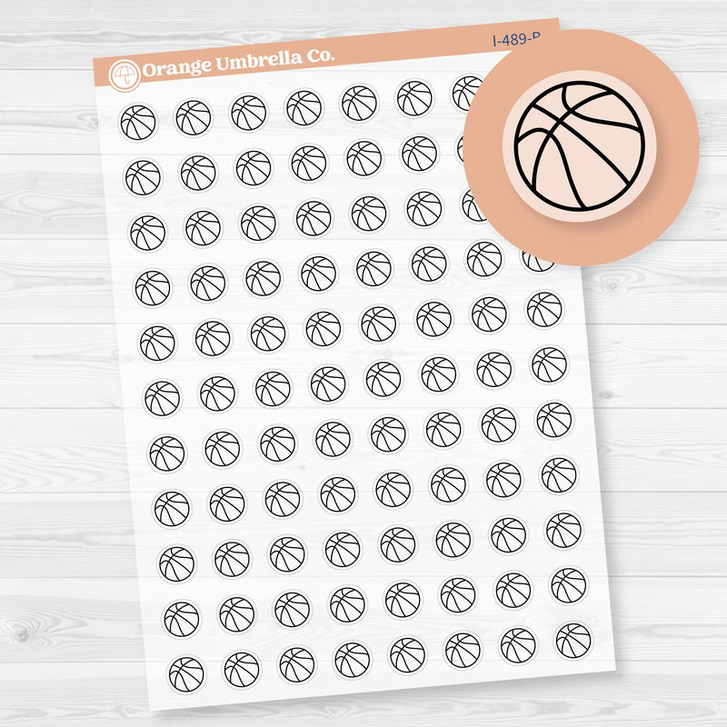 Hand Doodled Basketball Icon Planner Stickers | Clear Matte | I-489-BCM