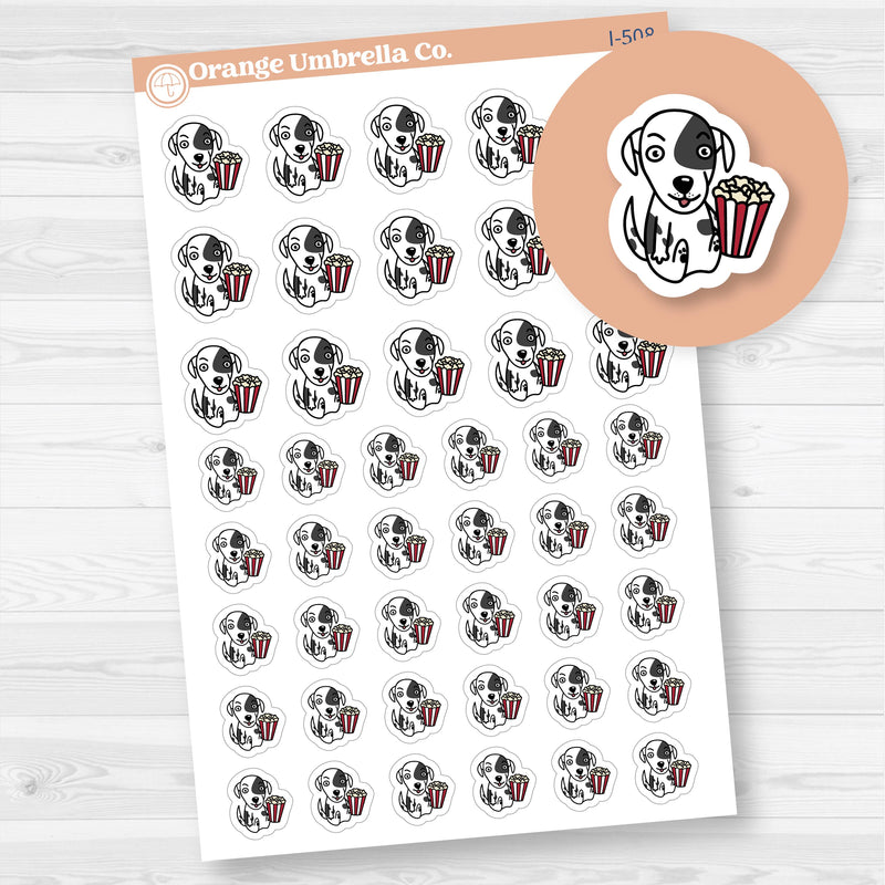 Stella Dog Movie Night Icon Planner Stickers | I-508