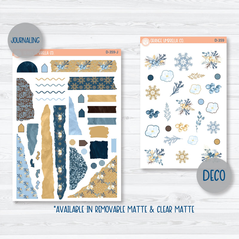 Winter Floral Stickers | Kit Deco Journaling Planner Stickers | Snow Blossom | D-359