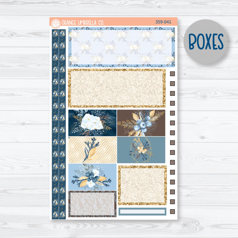 Winter Floral Stickers | Plum Vertical Priorities 7x9 Planner Kit Stickers | Snow Blossom | 359-041