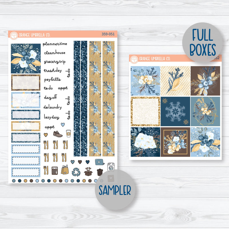 Winter Floral Stickers | Hobonichi Cousin Planner Kit Stickers | Snow Blossom | 359-051