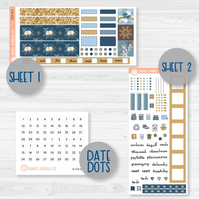 Winter Floral Stickers | Hobonichi Weeks Planner Kit Stickers | Snow Blossom | 359-071