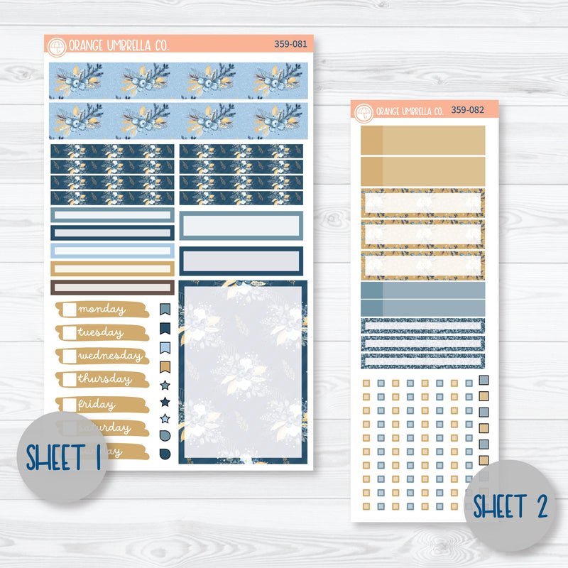 Winter Floral Stickers | A5 Compact Vertical Planner Kit Stickers for Erin Condren | Snow Blossom | 359-081