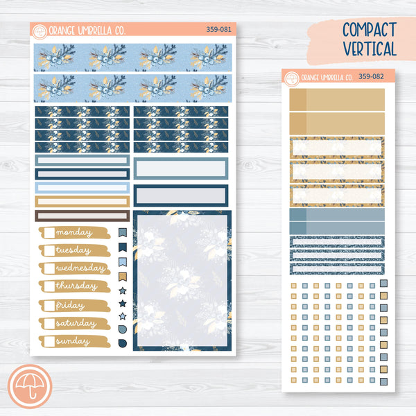 Winter Floral Stickers | A5 Compact Vertical Planner Kit Stickers for Erin Condren | Snow Blossom | 359-081