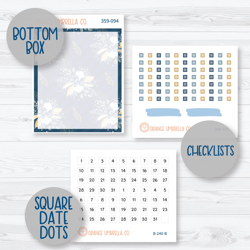 Winter Floral Stickers | 7x9 Compact Vertical Planner Kit Stickers | Snow Blossom | 359-091