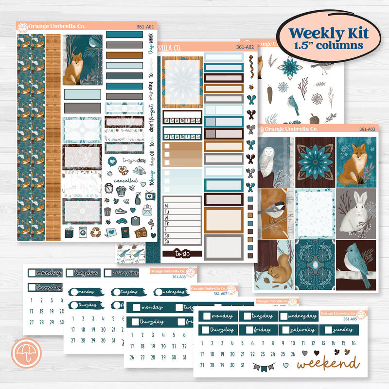 Winter Animal Kit | Weekly Planner Kit Stickers | Woodland Charm | KIT-361-A