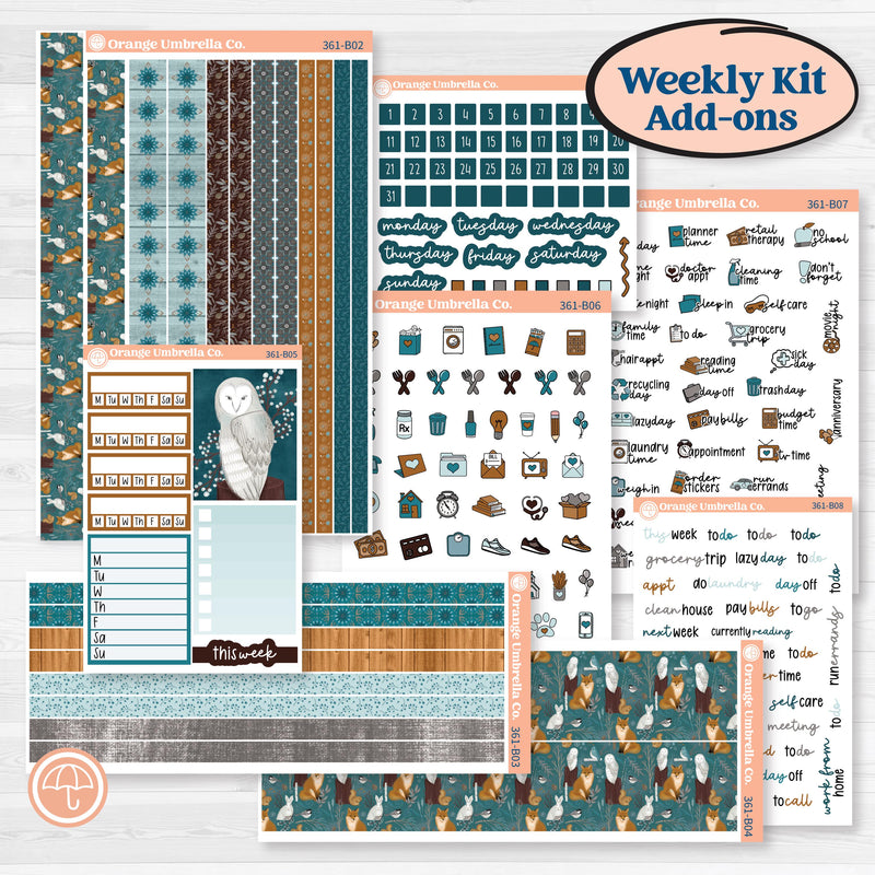 Winter Animal Kit | Weekly Add-On Planner Kit Stickers | Woodland Charm | KIT-361-B