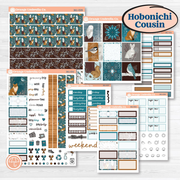 Winter Animal Kit | Hobonichi Cousin Weekly & Daily Planner Kit Stickers | Woodland Charm | KIT-361-E