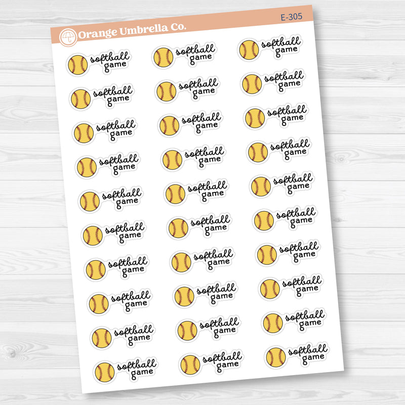 Softball Game Event Label Planner Stickers | F16 | E-305