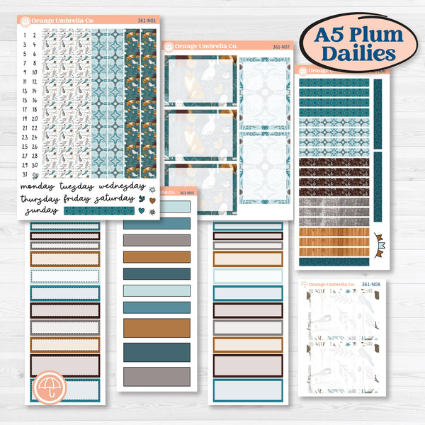 Winter Animal Kit | A5 Plum Daily Planner Kit Stickers | Woodland Charm | KIT-361-N