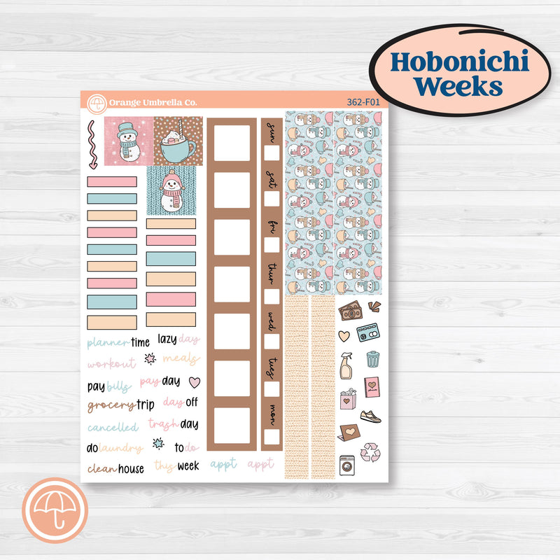 Winter Snowman Kit | Hobonichi Weeks Weekly Planner Kit Stickers | Frosted | KIT-362-F