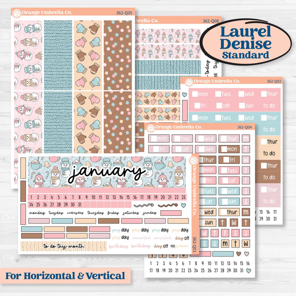 Winter Snowman Kit | Laurel Denise Standard Vertical & Horizontal Planner Kit Stickers | Frosted | KIT-362-Q