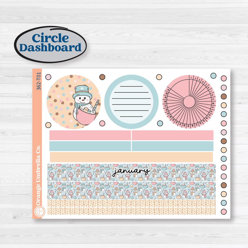 Winter Snowman Kit | 7x9 Plum Monthly & Dashboard Planner Kit Stickers | Frosted | KIT-362-T