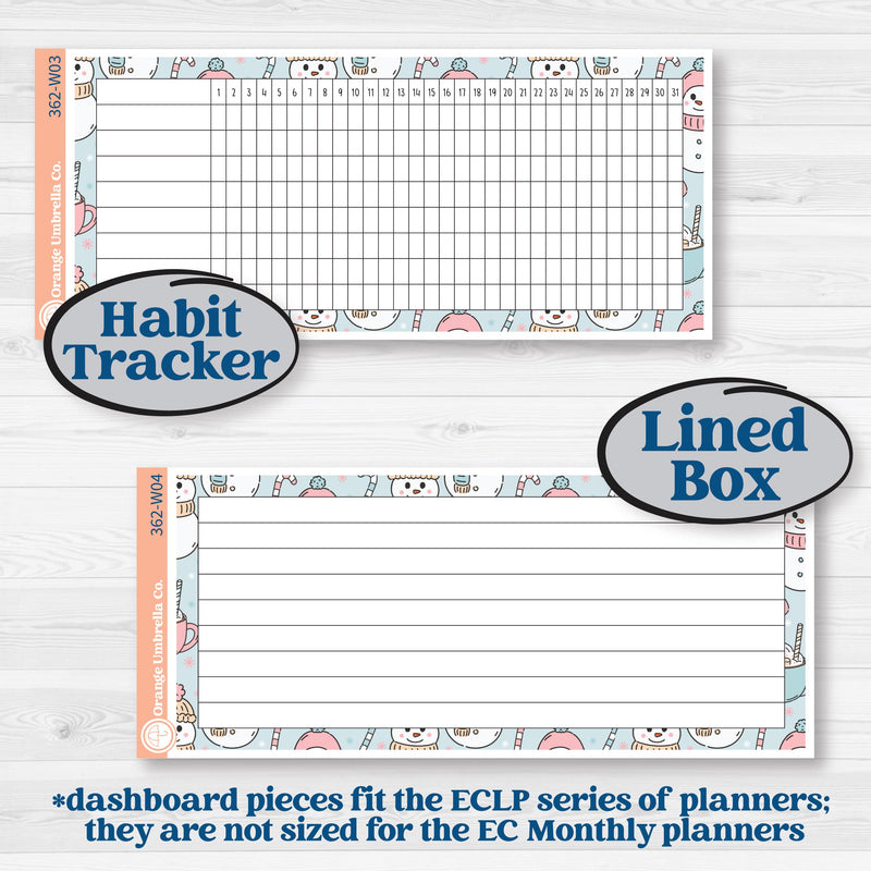 Winter Snowman Kit | 7x9 Erin Condren Life Planner Monthly & Dashboard Planner Kit Stickers | Frosted | KIT-362-W