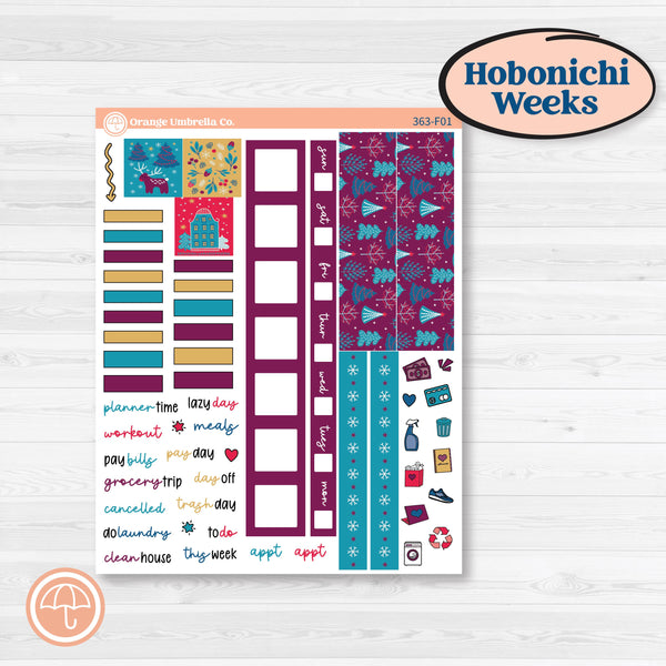 Winter Scene January Kit | Hobonichi Weeks Weekly Planner Kit Stickers | Snow Much Fun | KIT-363-F