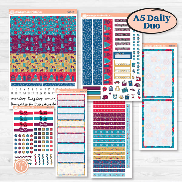 Winter Scene January Kit | A5 Daily Duo Planner Kit Stickers | Snow Much Fun | KIT-363-L