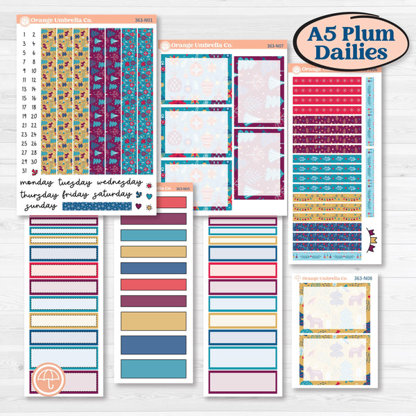 Winter Scene January Kit | A5 Plum Daily Planner Kit Stickers | Snow Much Fun | KIT-363-N