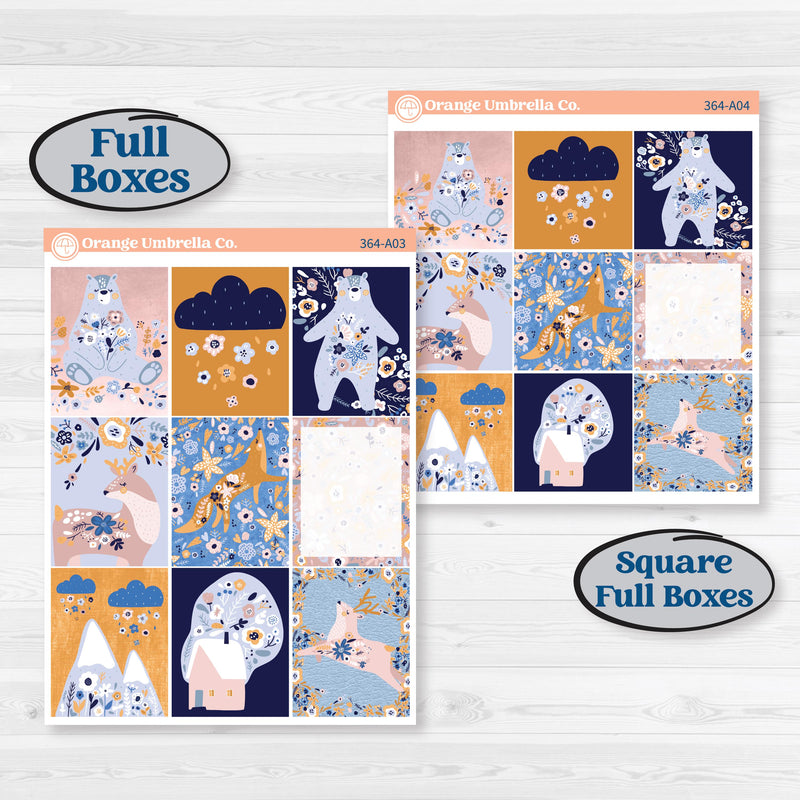 Folk Winter Animals | Weekly Sticker Kit for Vertical Planners like Erin Condren | Snow Globe | KIT-364-A