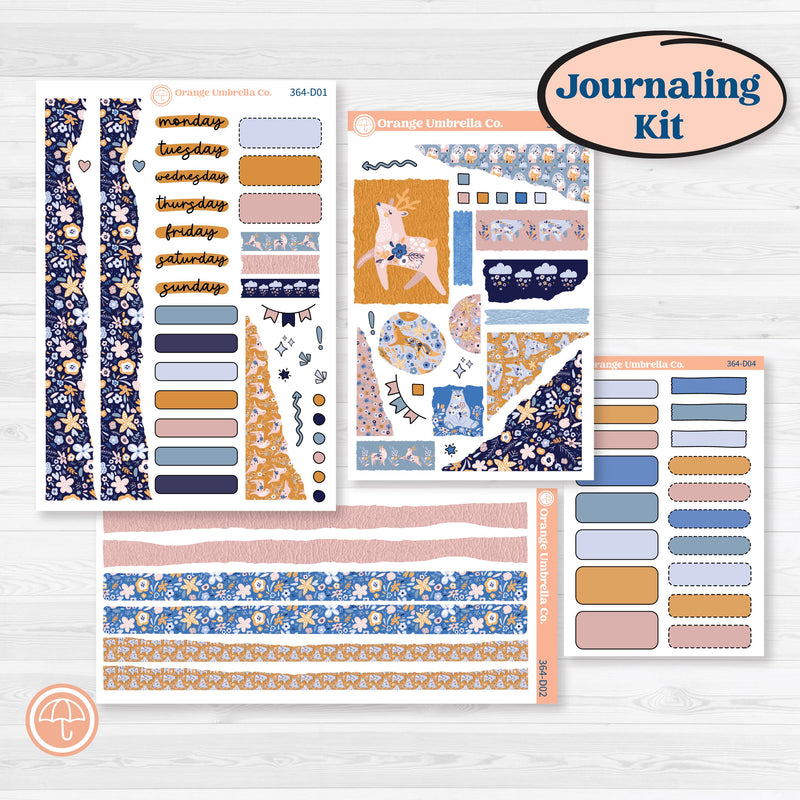 Folk Winter Animals | Journaling Kit Planner Stickers | Snow Globe | KIT-364-D