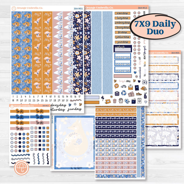 Folk Winter Animal | 7x9 Erin Condren Daily Duo Planner Kit Stickers | Snow Globe | KIT-364-M