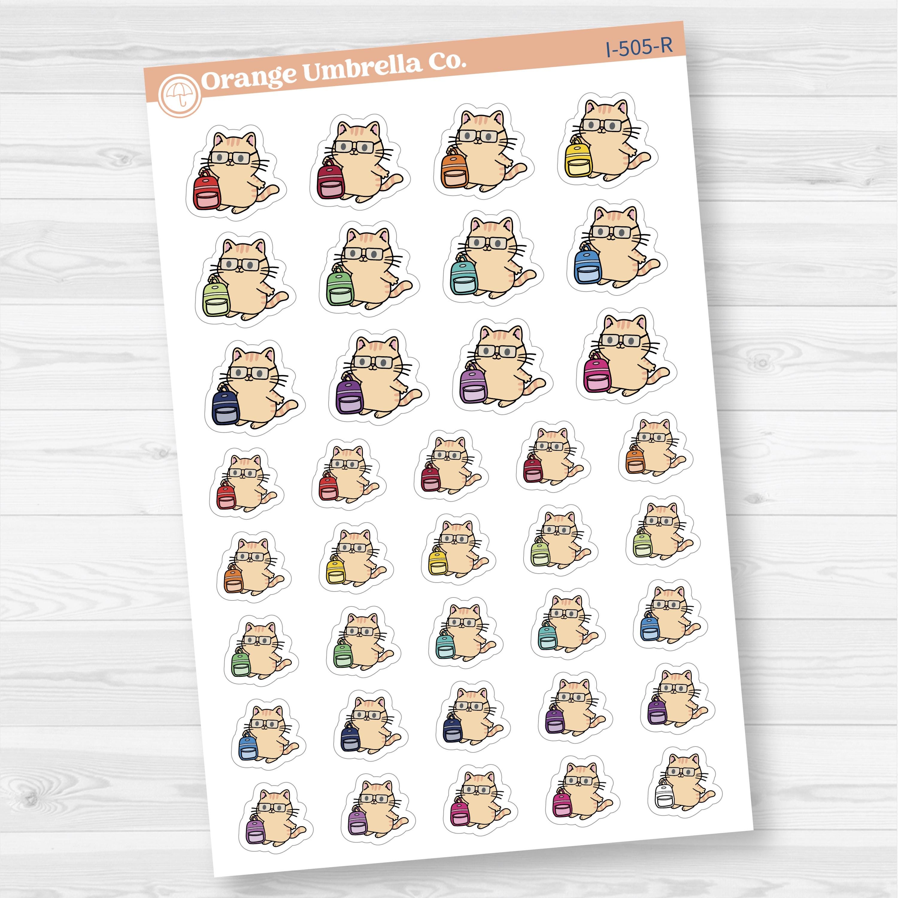 Spazz Cat Character School Icons Planner Stickers | I-505