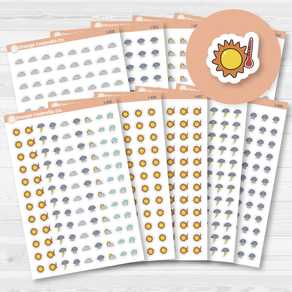 Hand Doodled Weather Icons Planner Stickers | I-495-504