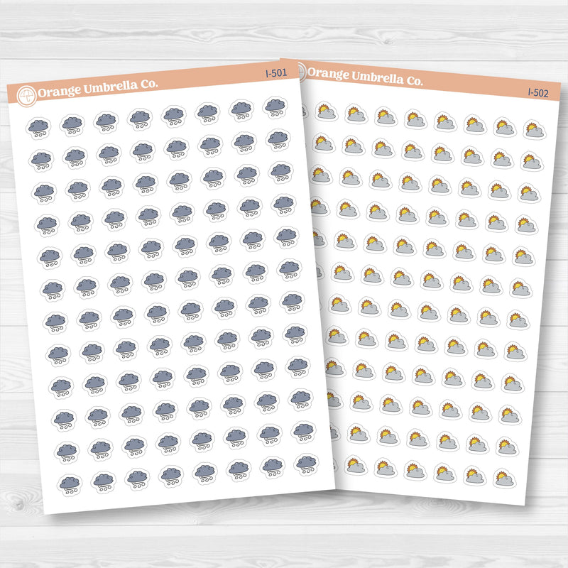 Hand Doodled Weather Icons Planner Stickers | I-495-504