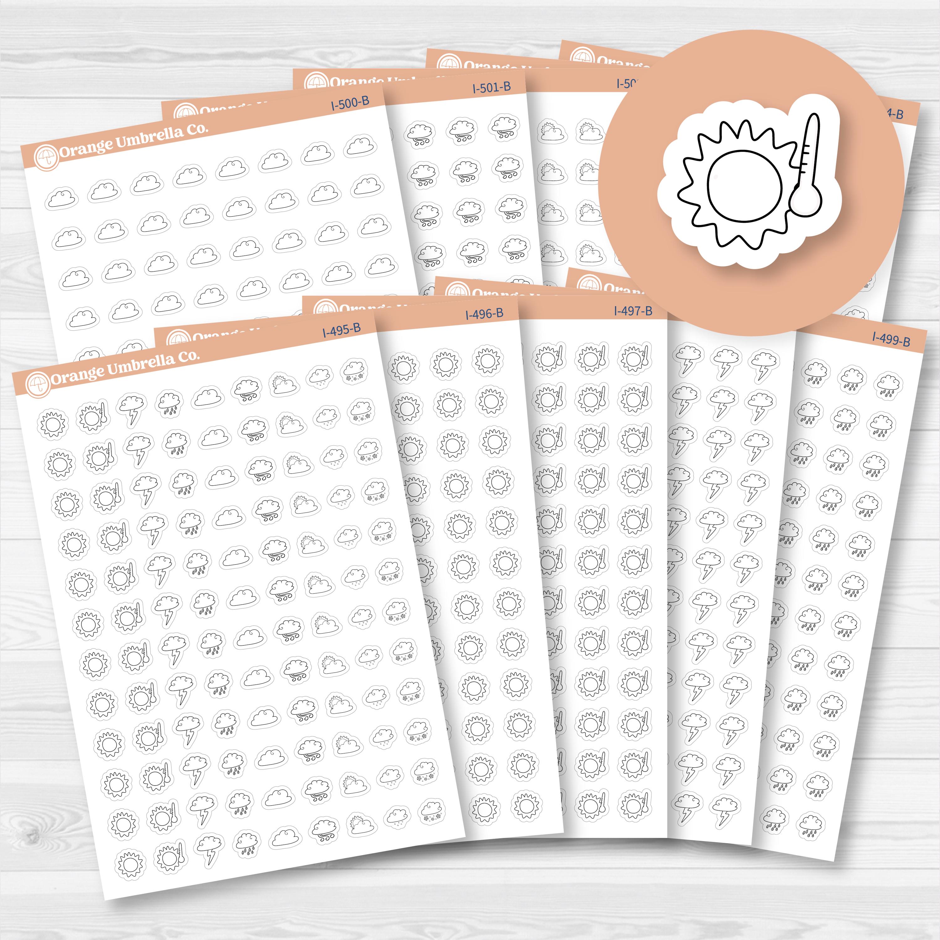 Hand Doodled Weather Icons Planner Stickers | I-495-504-B