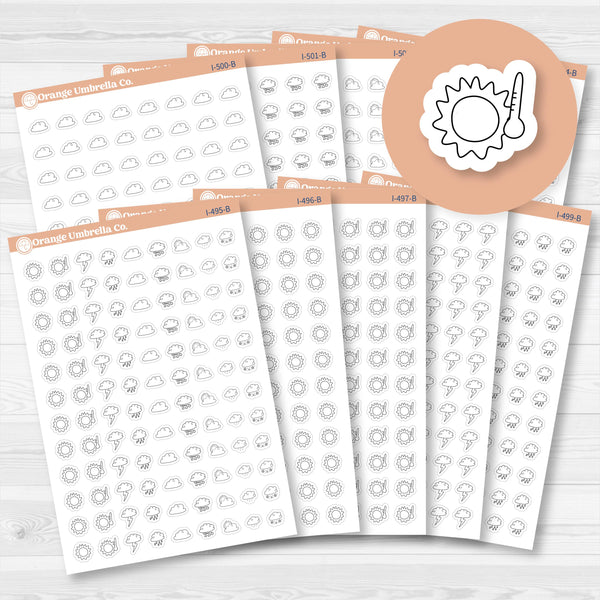 Hand Doodled Weather Icons Planner Stickers | I-495-504-B