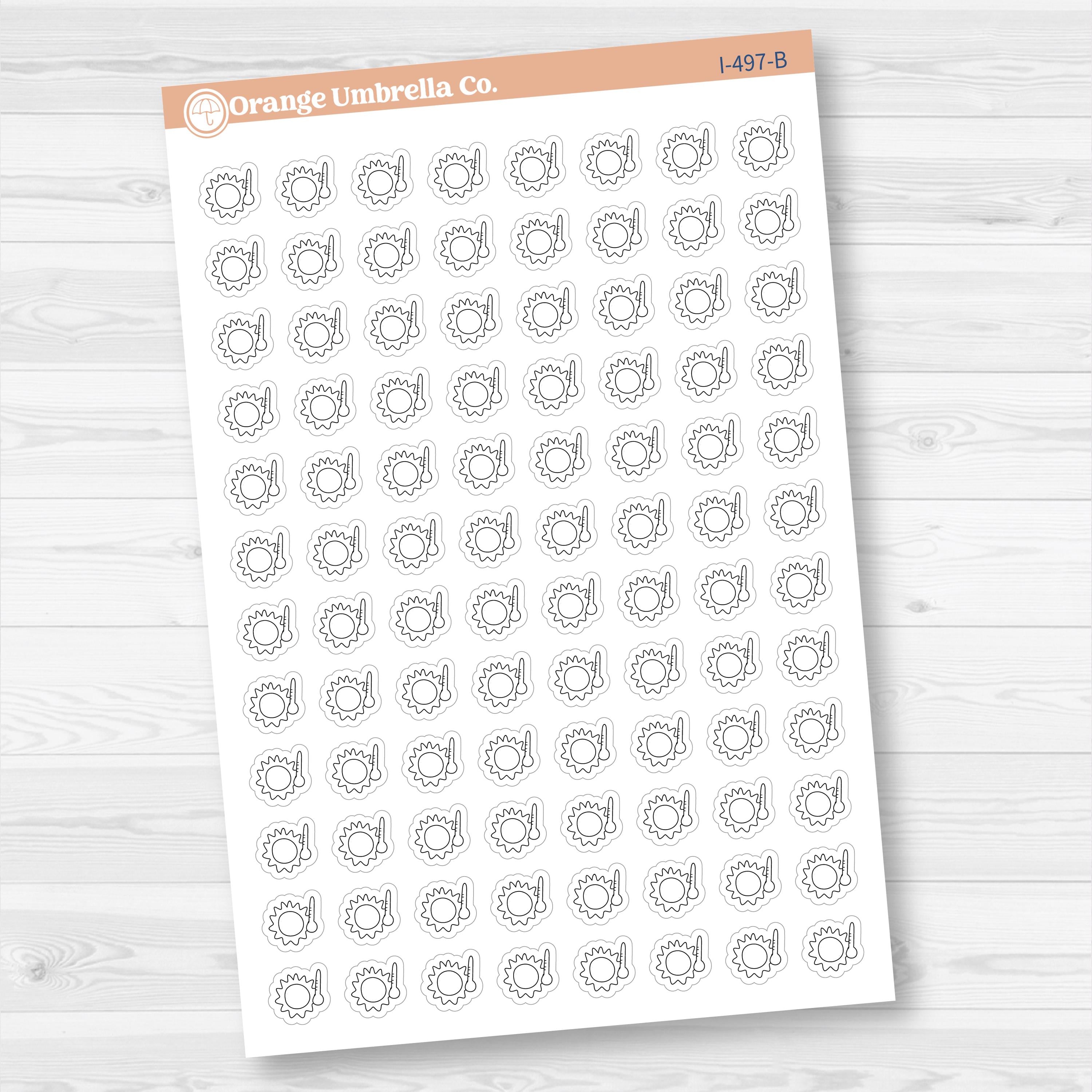 Hand Doodled Weather Icons Planner Stickers | I-495-504-B