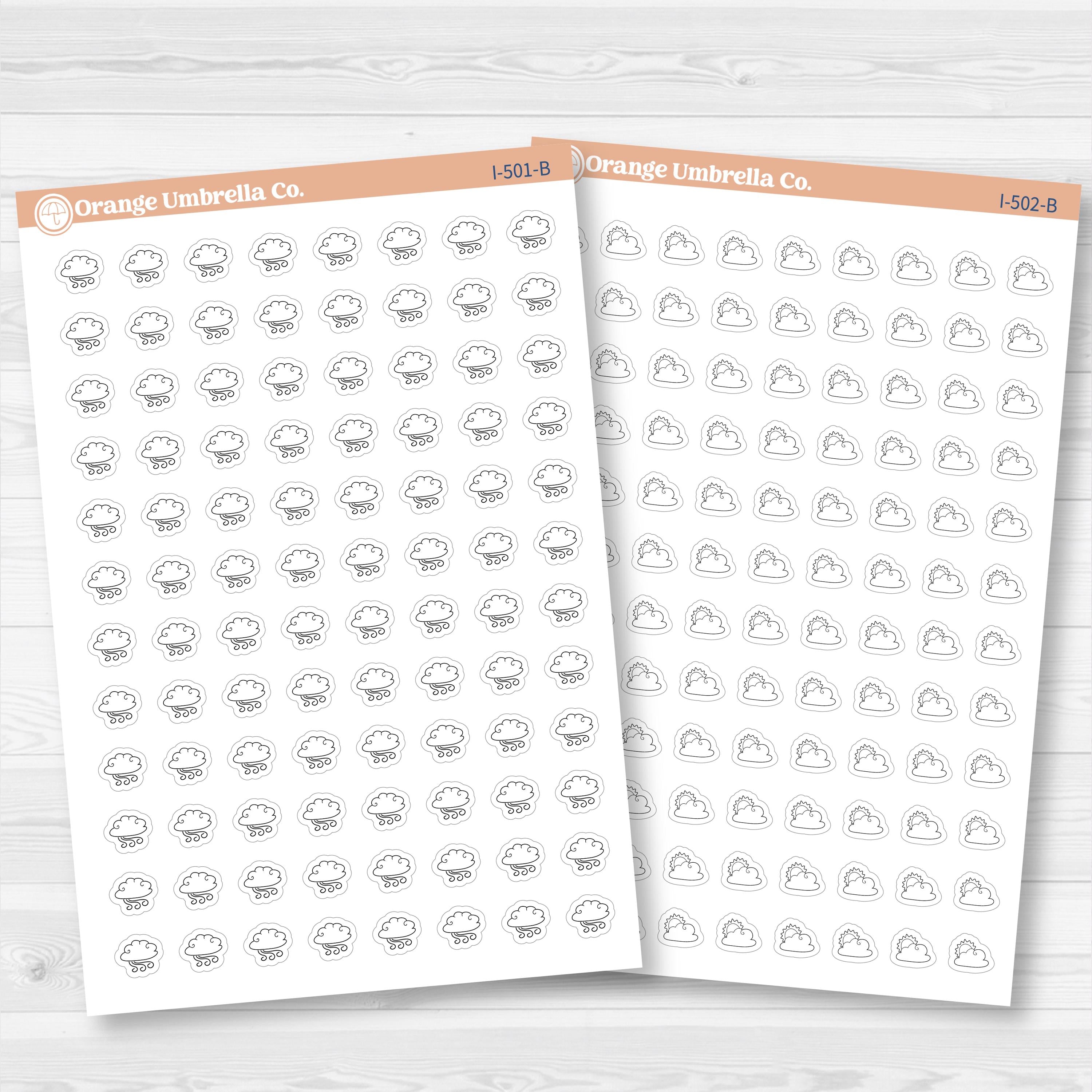 Hand Doodled Weather Icons Planner Stickers | I-495-504-B