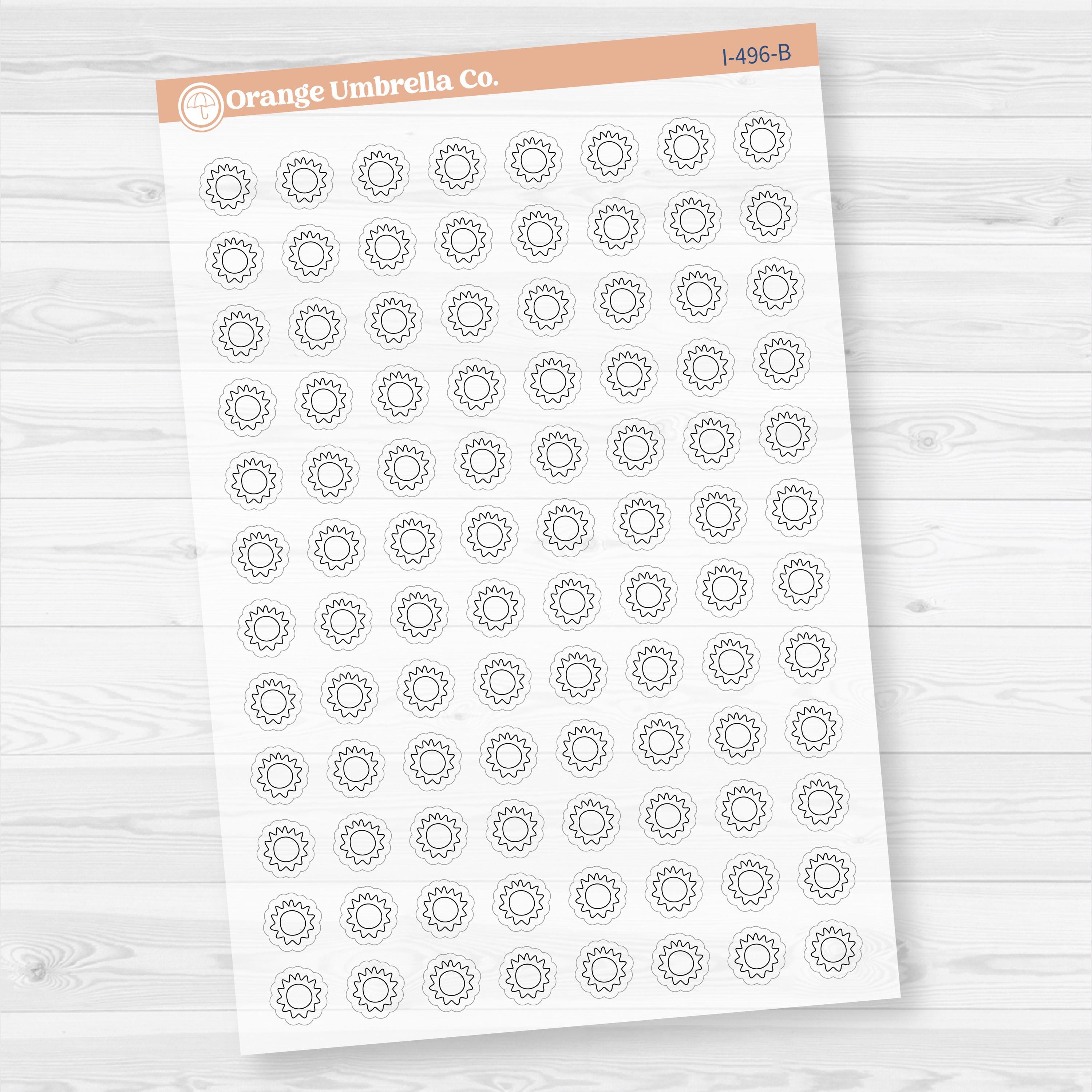 Hand Doodled Weather Icons Planner Stickers | Clear Matte | I-495-504-BCM