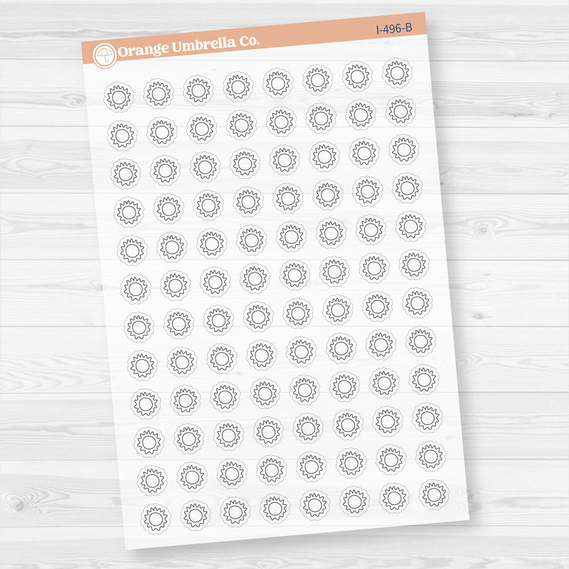 Hand Doodled Weather Icons Planner Stickers | Clear Matte | I-495-504-BCM