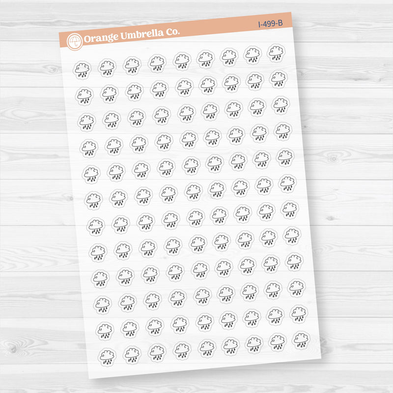 Hand Doodled Weather Icons Planner Stickers | Clear Matte | I-495-504-BCM