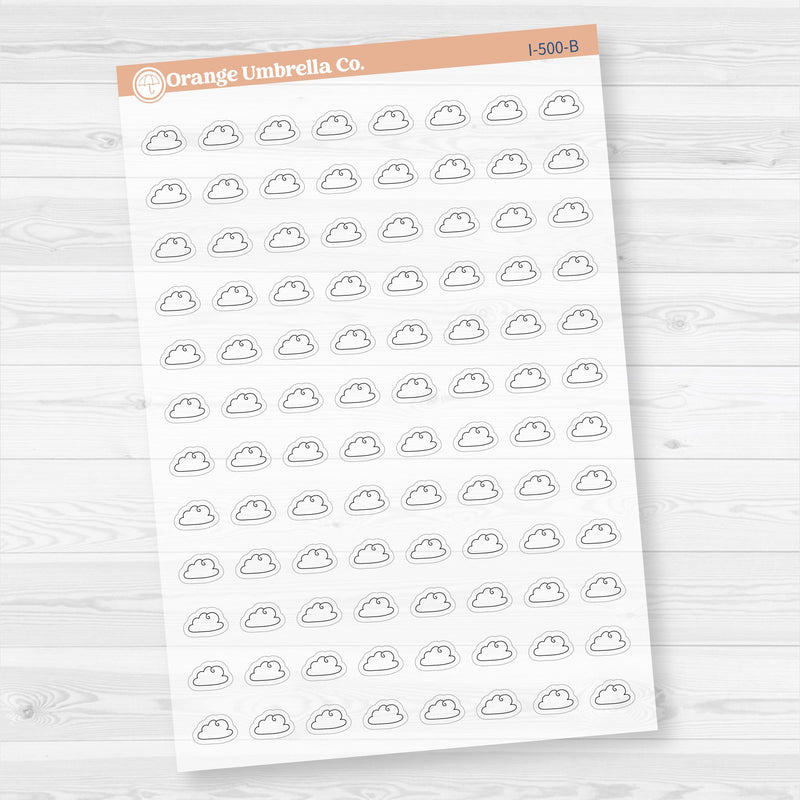 Hand Doodled Weather Icons Planner Stickers | Clear Matte | I-495-504-BCM