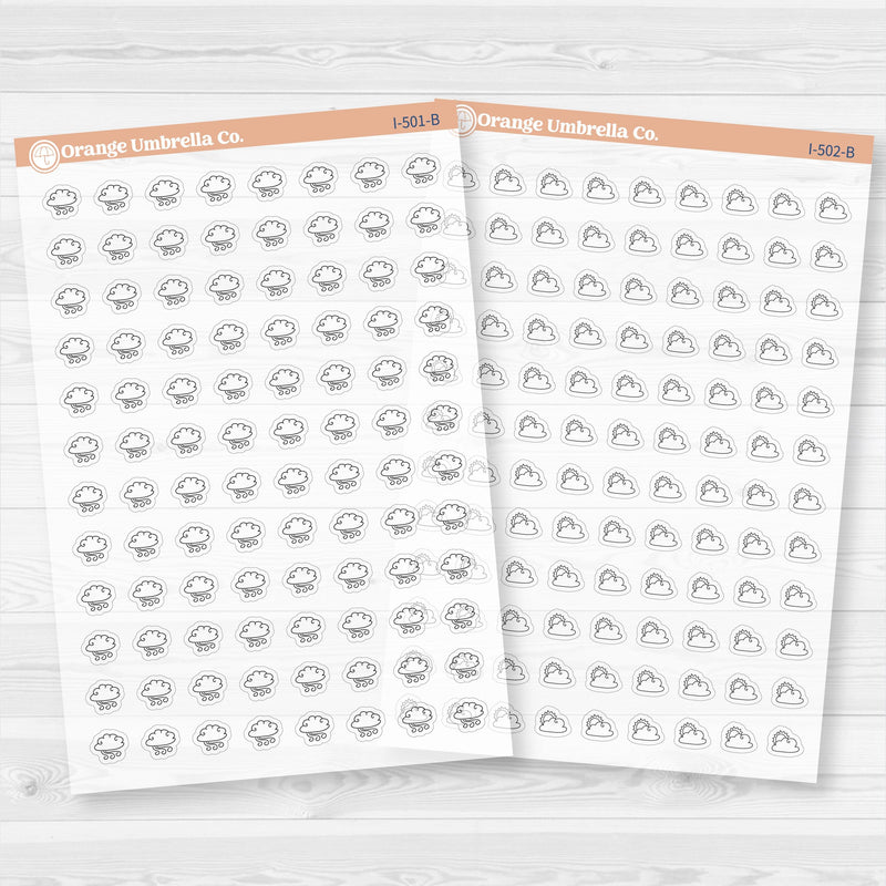 Hand Doodled Weather Icons Planner Stickers | Clear Matte | I-495-504-BCM