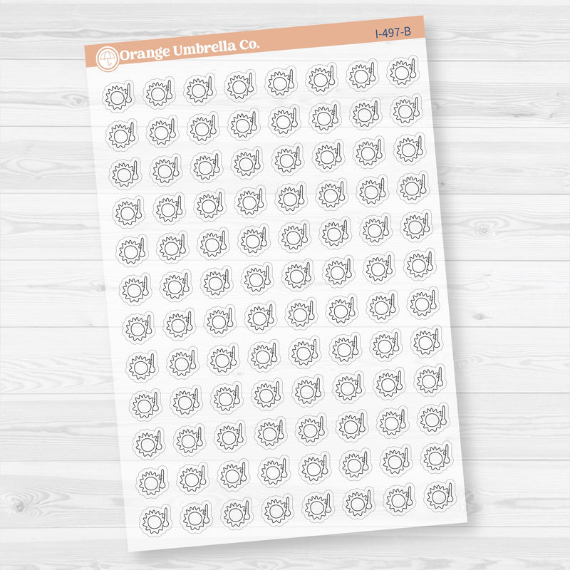 Hand Doodled Weather Icons Planner Stickers | Clear Matte | I-495-504-BCM