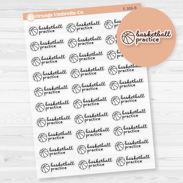 Basketball Practice Event Planner Stickers | F16 | Clear Matte | E-308-BCM