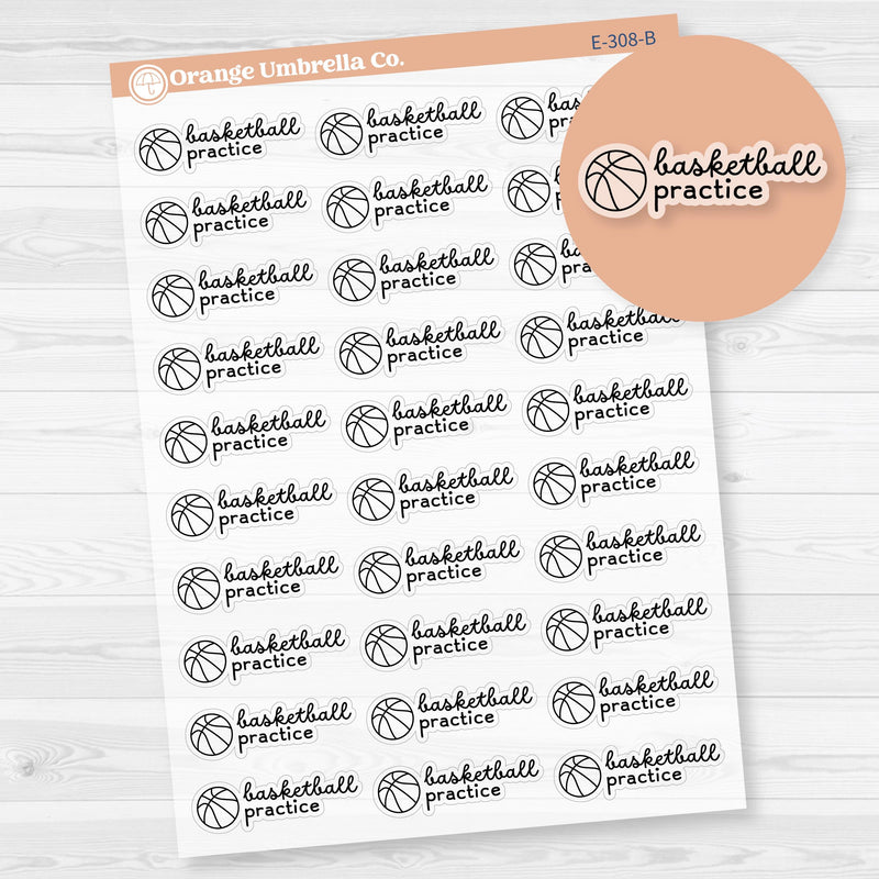 Basketball Practice Event Planner Stickers | F16 | Clear Matte | E-308-BCM