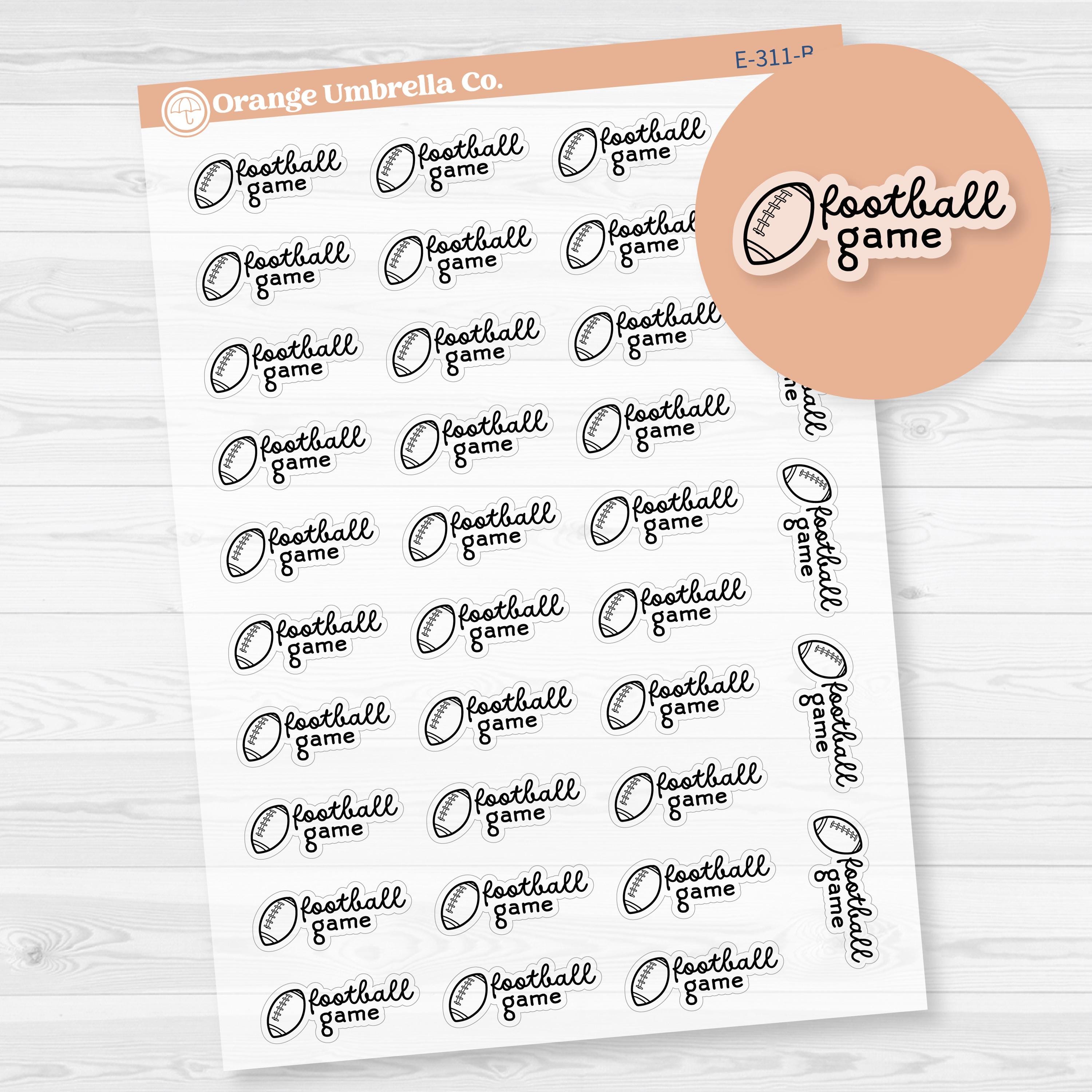 Football Game Event Planner Stickers | F16 | Clear Matte | E-311-BCM
