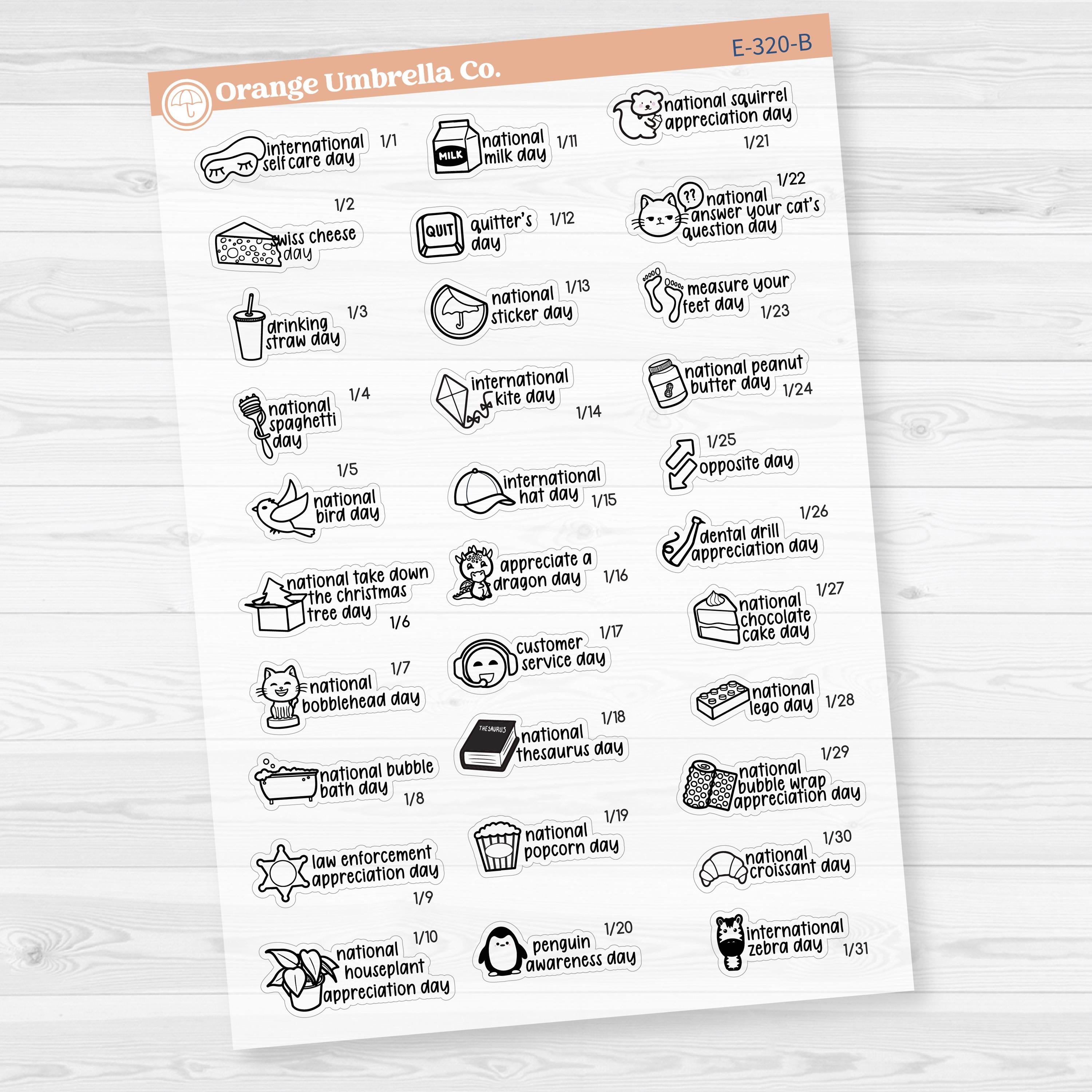 January Wacky Holidays Script Planner Stickers | F17 | E-320