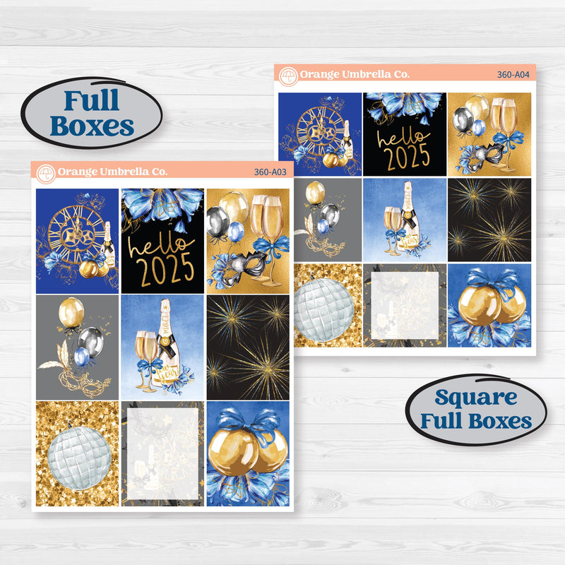 New Year's Day | Weekly Sticker Kit for Vertical Planners like Erin Condren | Pop Fizz Clink | KIT-360-A