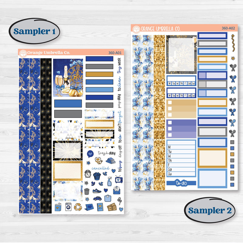 New Year's Day | Weekly Sticker Kit for Vertical Planners like Erin Condren | Pop Fizz Clink | KIT-360-A